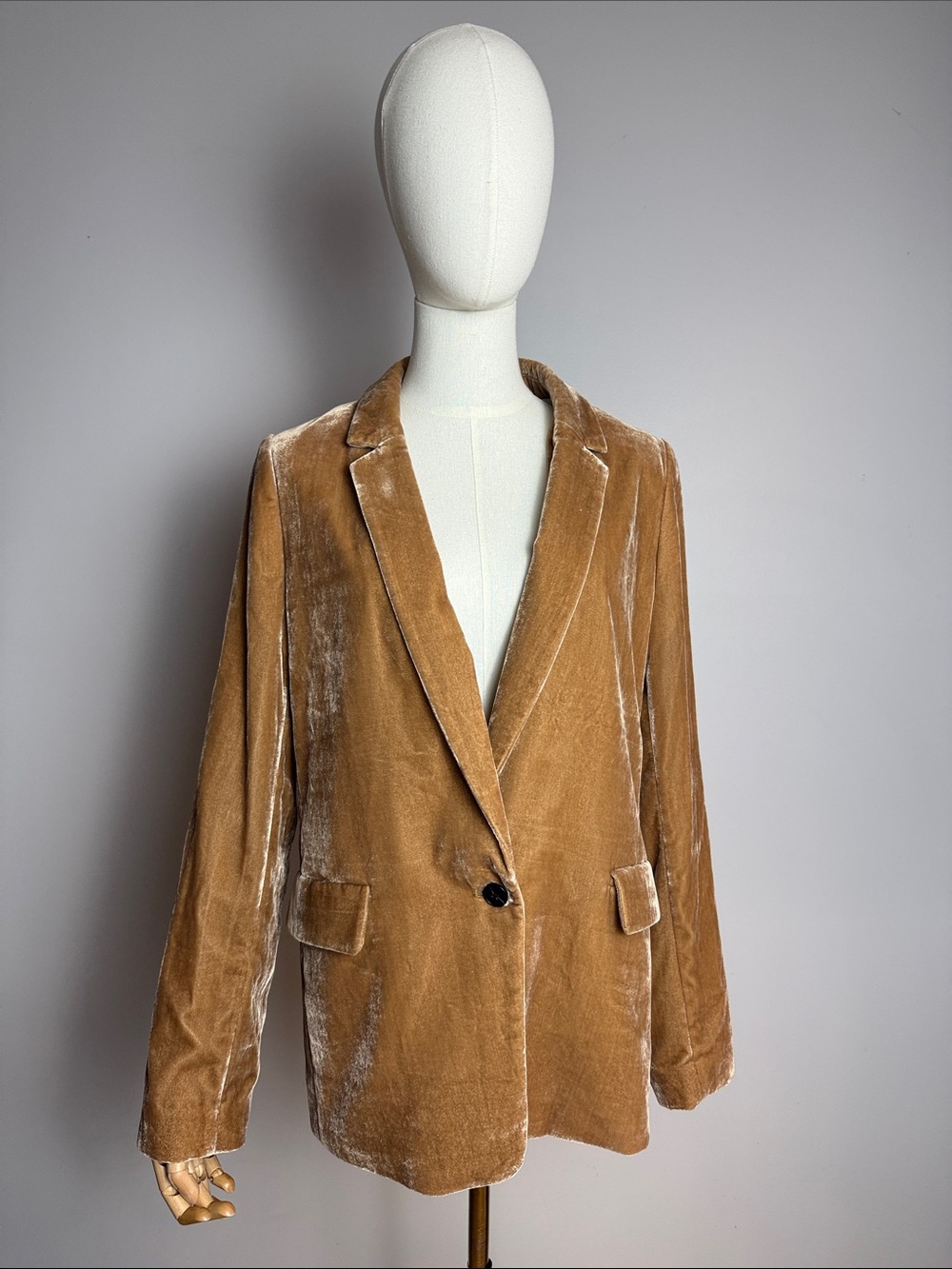 Banana Republic Camel Velvet Blazer Single Button Jacket Size 8